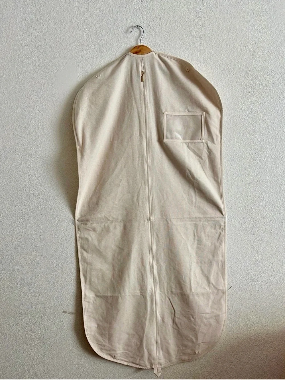 Cult Gaia Canvas Garment Cover in Beige with Red Logo 50”x 24”